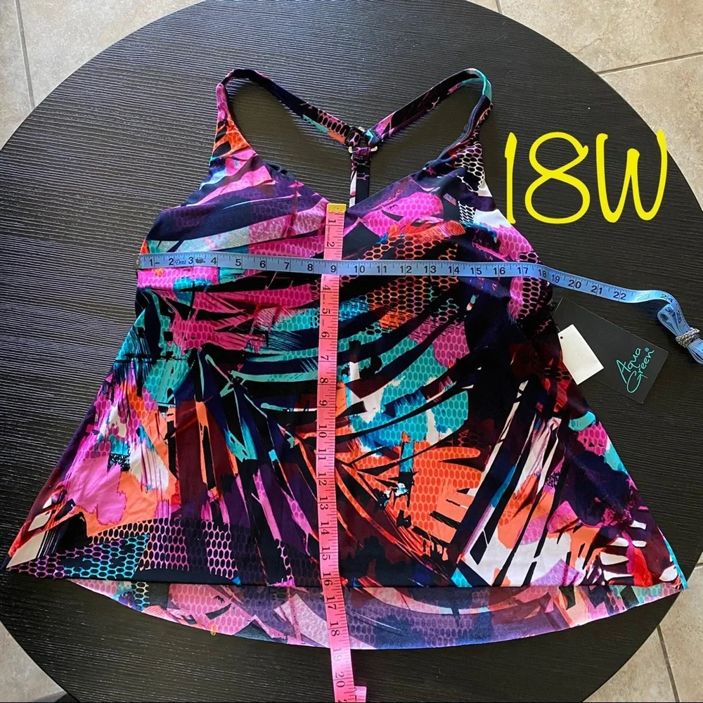 Plus Size Racerback Tankini Top MultiColor - Picture 10 of 14